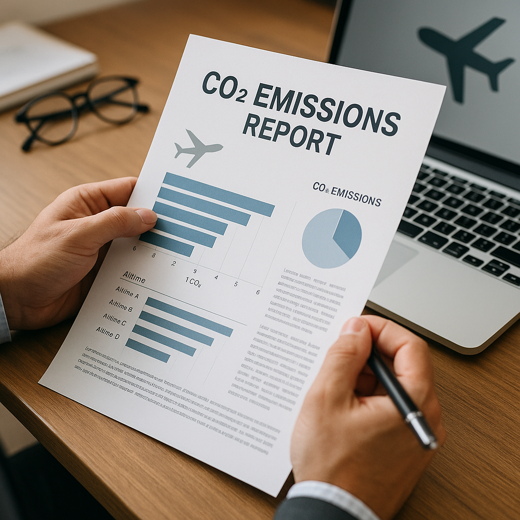 Como relatórios de emissão de CO2 influenciam a escolha das companhias aéreas parceiras nas viagens corporativas
